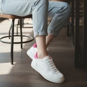 Valentino by Mario Valentino Giuditta Monogram Leather Sneakers Size 8.5